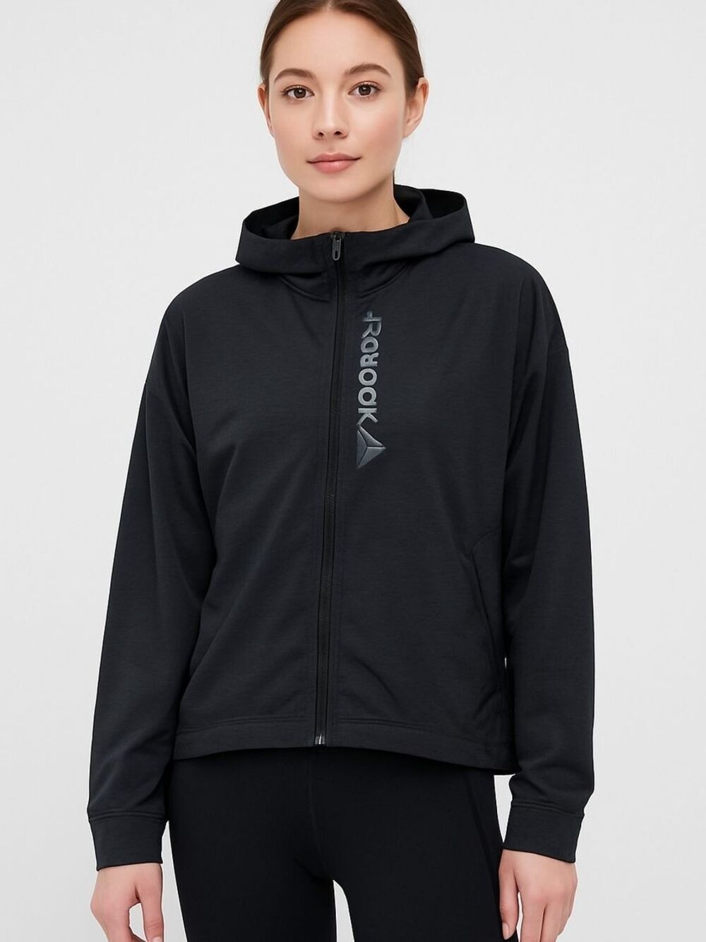Reebok Women Black Full Zip Hoodie XL